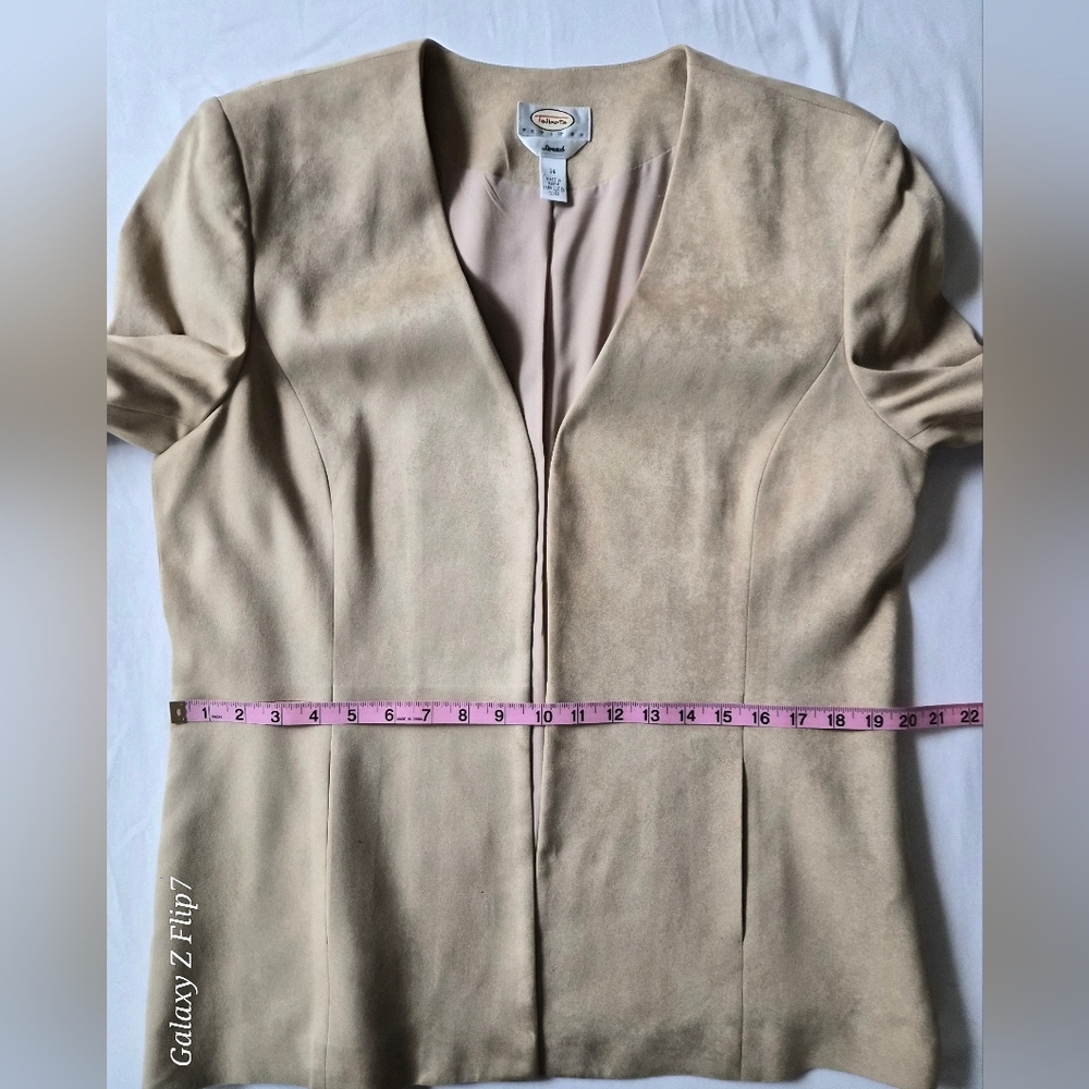 VTG Talbots Camel Wool Skirt Suit Set | 2-Piece Blazer & Midi Skirt | Size 14P - Picture 7 of 11